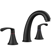 FORIOUS Black Bathroom Faucet 3 Hole, Widespread Bathroom Sink Faucet 8 Inch with Pop Up Drain an...