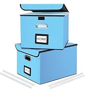 Huolewa Decorative File Organizer Document Storage Boxes with Lids, Linen Hanging Filing Storage ...