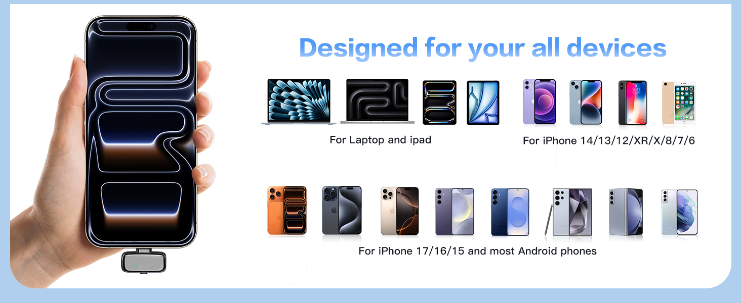 Wireless Lavalier Mic for iPhone/iPad/Android