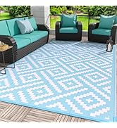 GENIMO Outdoor Rug for Patio Clearance, 6'x9' Waterproof Camping Mat, Reversible Plastic Straw Ru...