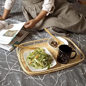 bamboo wicker serving tray