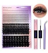 DIY Lash Extension Kit 100D/200D Lash Clusters With Bottom Lashes 12-18mm Multi-types Individual ...