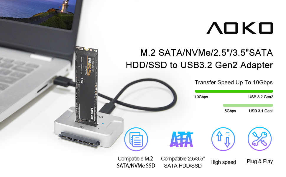 m.2 sata/nvme /2.5" /3.5" sata to usb hard drive adapter