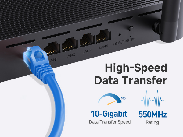 High-performance Cat6 network cable for LAN connections and internet