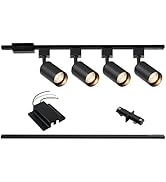 Hiiglxii 4-Light LED Track Lighting Kit with 3.3FT H Track Lighting Rails &amp; Floating Canopy Conne...