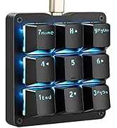Koolertron Mechanical Numpad Macro Keyboard, 9-Key Numeric Keypad LED Backlit Gaming Keyboard, Fu...