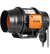 VEVOR Inline Duct Fan, 6-Inch 400 CFM with Variable Speed Controller, Quiet AC-Motor Ventilation ...