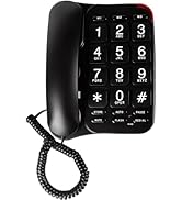 Large Key Wired Telephone, Corded Landline Telephone- Volume Adjustable Speakerphone Landline, Cl...