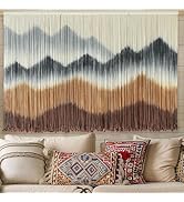 Macrame Wall Hanging Mountain Wall Art Dip-Dyed Macrame Wall Decor Modern Wall Decor Fiber Wall A...