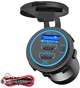 12V USB Outlet USB C Car Charger Socket – Newest 58W Lengthened RV USB Outlet 12V Socket Dual 20W...