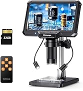 Aikokkl Digital Microscope 7-Inch IPS Screen - 10X-1200X Magnification, 2 Gooseneck Lights, 32GB ...
