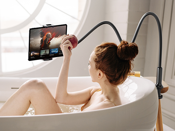tablet stand in bathroom