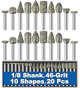 20Pcs 46-Grit Diamond Grinder Bit 1/8" Shank Compatible with Dremel Rotary Tool Attachment Access...