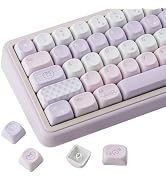 Tsungup MOA PBT Keycaps, Purple 143 Keys Cute Soft Simple Custom Keycaps | Purple&amp;Pink Dye Sub Ke...