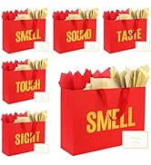 EIiovcnya 5 Senses Gift Bags for Him Her with Labels,Sight Smell Touch Taste Sound Gift Bags with...