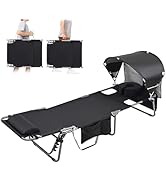 Tanning Chair with Sun Canopy Face Hole Softer Padded Adjustable Washable, Heavy Duty Layout Fold...