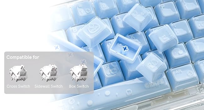 Shine through Keycaps Set OEM Profile, Cute Custom Keycaps, Jelly Keycaps, Clear Cute Keycaps
