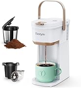 Tastyle Single Serve One Cup Coffee Maker, for K Cups and Grounds, Mini Coffee Maker with Portabl...