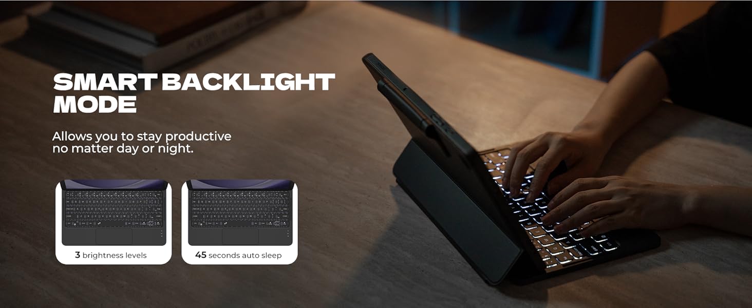 Dexnor for Samsung Galaxy Tab A9+ Plus Keyboard Case Ultra-light Magnetic Folio Keyboard Cover