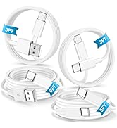 Car Carplay USB C Charge Cable for iPhone 16 15 Pro Max, 4-Pack[3/3/6/6FT] 60W USB C to USB C Cab...