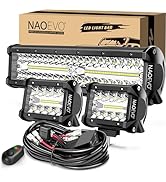 NAOEVO 12Inch LED Light Bar and 2PCS 4Inch LED Pod Lights, 420W 42000LM LED Fog/Driving/Off Road ...