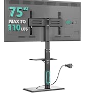 WALI Floor TV Stand with Power Outlet &amp; AV Shelf, Tall TV Stand Mount for 32-75 inch TV up to 110...