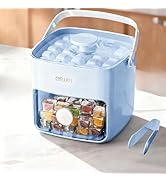 Ice Cube Tray with Lid and Bin, Pack Stackable Ice Tray with Bin and Scoop, BPA-Free Plastic Ice ...
