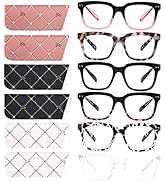 CHOFILORD 6 Pack Fashion Reading Glasses for Women Men Blue Light Blocking Oversized Square Reade...