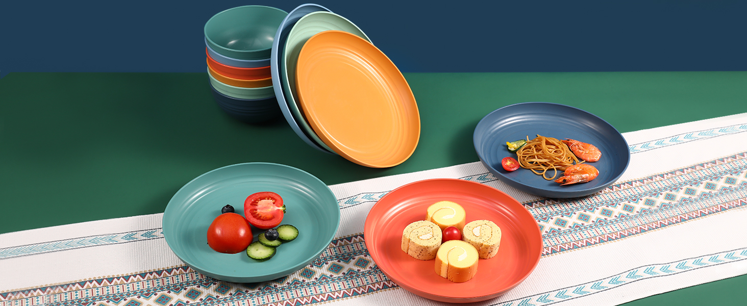 12 Pcs Wheat Straw Plates