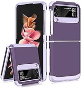SAMONPOW for Samsung Galaxy Z Flip 3 Case with Upgraded Hinge Protection Dual Layer Hard PC Soft ...