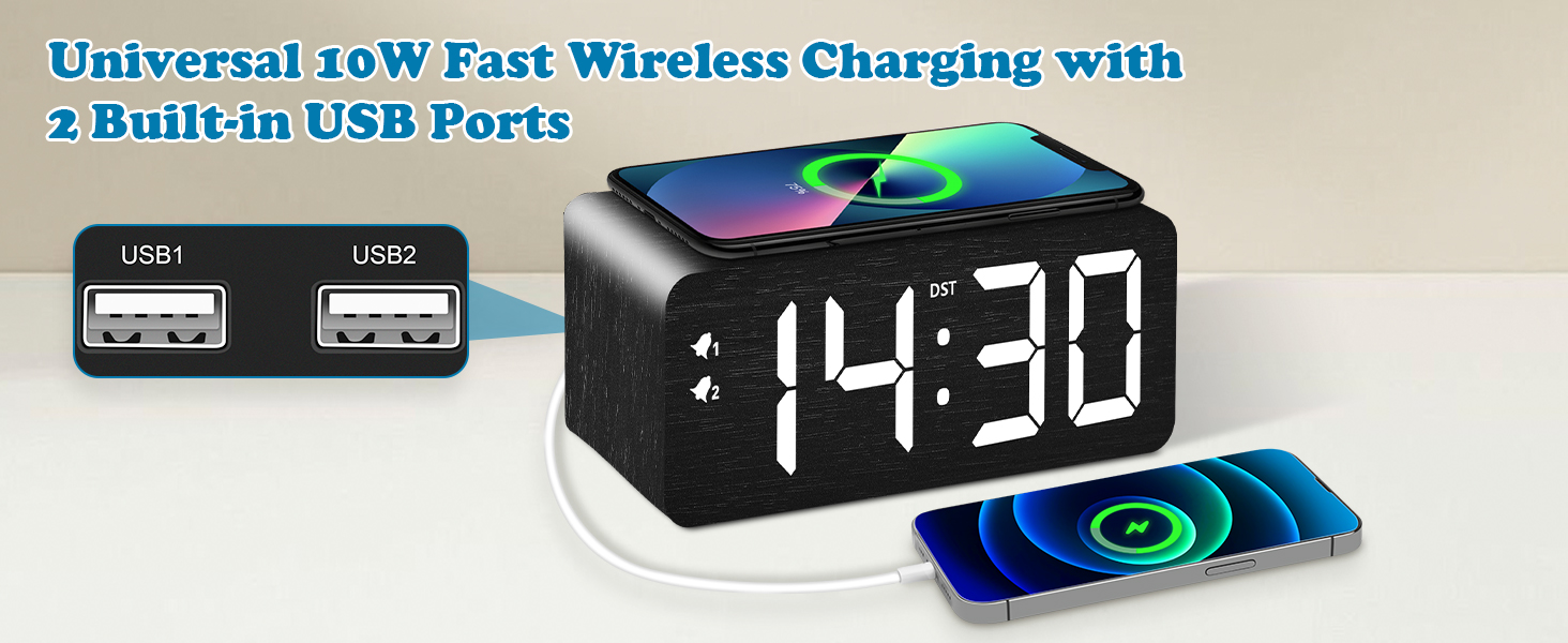 Universal 10W Fast Wireless Charging with 2 Built-in USB Ports