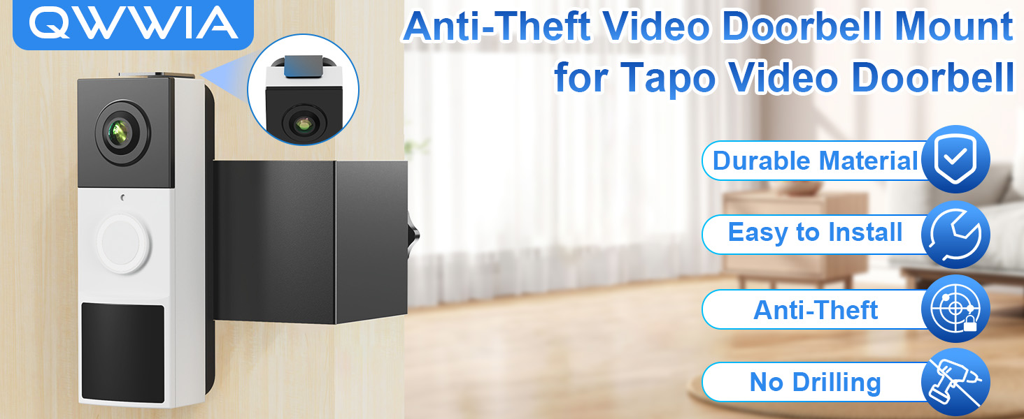 tapo doorbell camera mount anti theft doorbell mount no-drill Adjustable doorbell mounting bracket