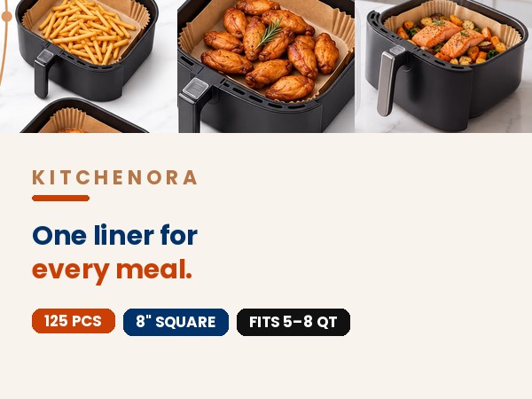 Kitchenora liners for fries, wings and salmon - one liner for every meal