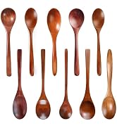 Wooden Spoons for Eating, 10 Pcs Small Wooden Spoons of Different Sizes- Wooden Teaspoon for Tea,...