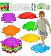 6 PCS Kids Stepping Stones Light Up Frog Balance Stones Outside Toys Ages 3-5 4-8 Plastic Jumping...