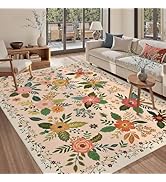 GarveeHome Area Rugs 8x10 Boho Floral Rug Non Slip Low Pile Machine Washable Stain Resistant Larg...