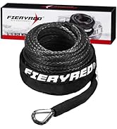 FieryRed 3/16” Winch Rope Cable,50 FT 8500 LBS ATV/UTV Synthetic Winch Rope, Winch Line Replaceme...