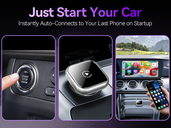 Wireless CarPlay adapter auto reconnects to iPhone when the car starts