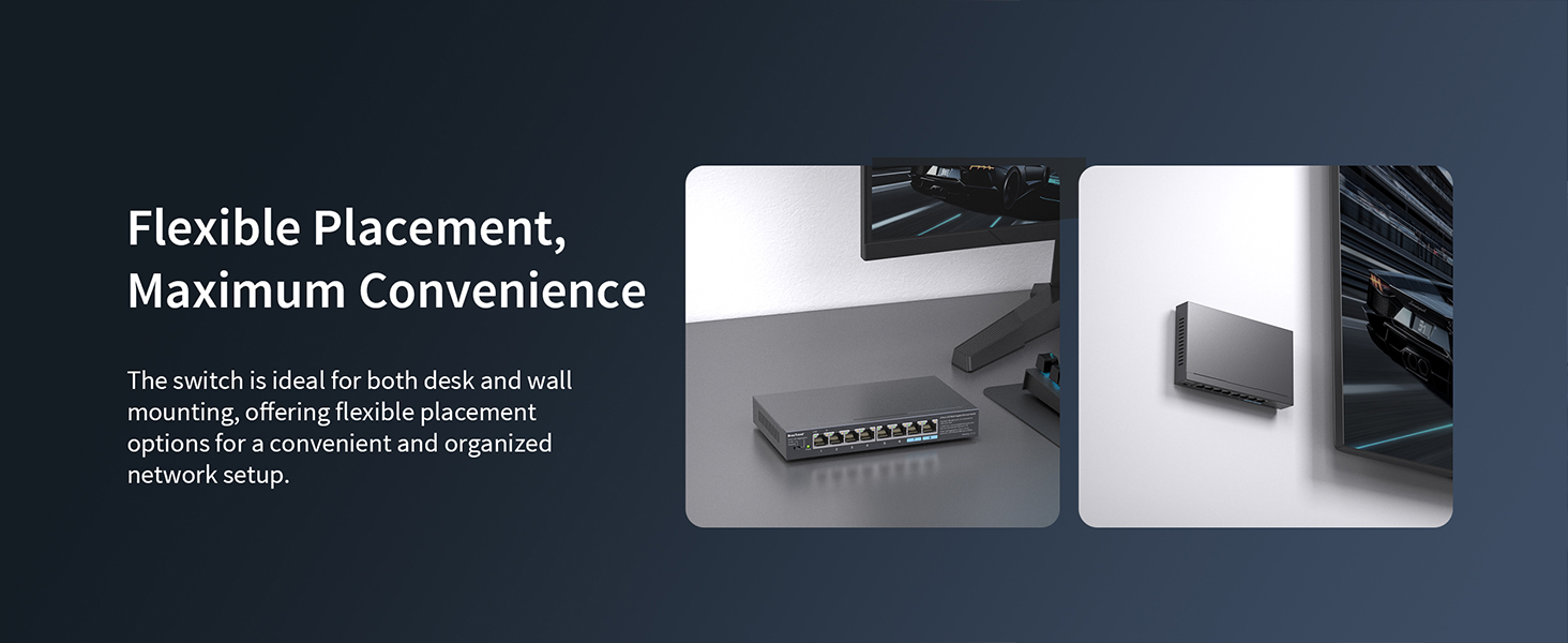 2.5G Ethernet Switch Supports Desktop or Wall Mounting for Flexible Placement