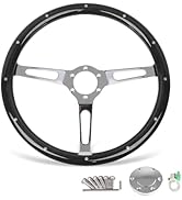 CNSPEED 15 Inch Classic Wood Grain Steering Wheel 3 Spoke Riveted 380mm 6 Bolt, Universal Automot...