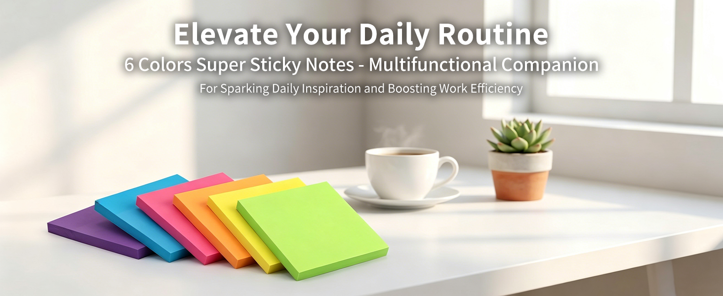 6 Colors Super Sticky Notes - Multifunctional Companion For Sparking Daily Inspiration