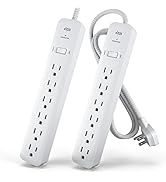 KMC 6-Outlet Surge Protector Power Strip 4 ft cord 2-Pack, 1080J Power Surge Protector, 4-Foot Lo...