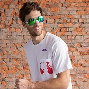 J+S Vision eyewear, engineered for lifestyle, aviators, green mirror, man looking happy