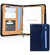 Lemical Zipper Leather Journal Refillable Binder Notebook 160 Pages Portfolio Padfolio with Calcu...