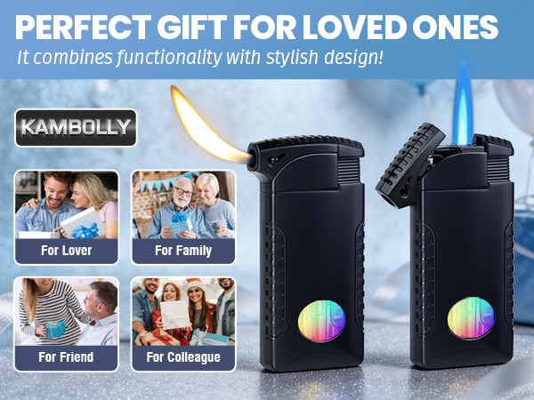 Cool Dual Flame Lighter, Refillable Butane Torch Lighter, Creative Jet/Soft Flame Pipe Lighters