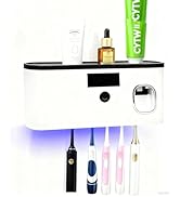 ALLGLAM Toothbrush Sterilizer Holder Wall Mounted, USB Rechargeable Automatic Toothpaste Dispense...