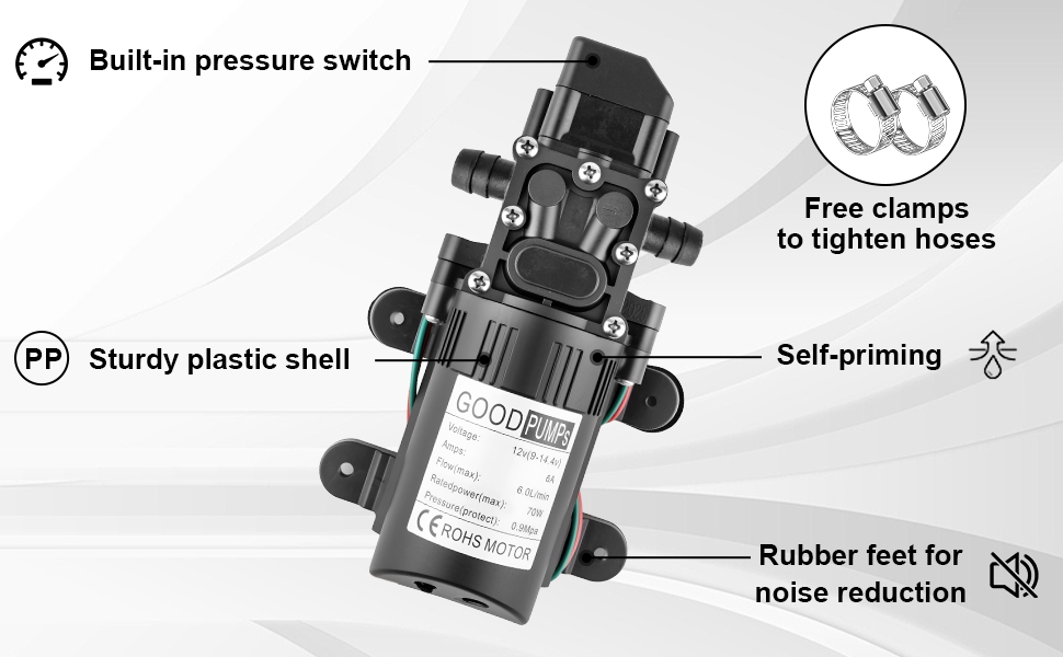 12V DC Water Pressure Diaphragm Pump
