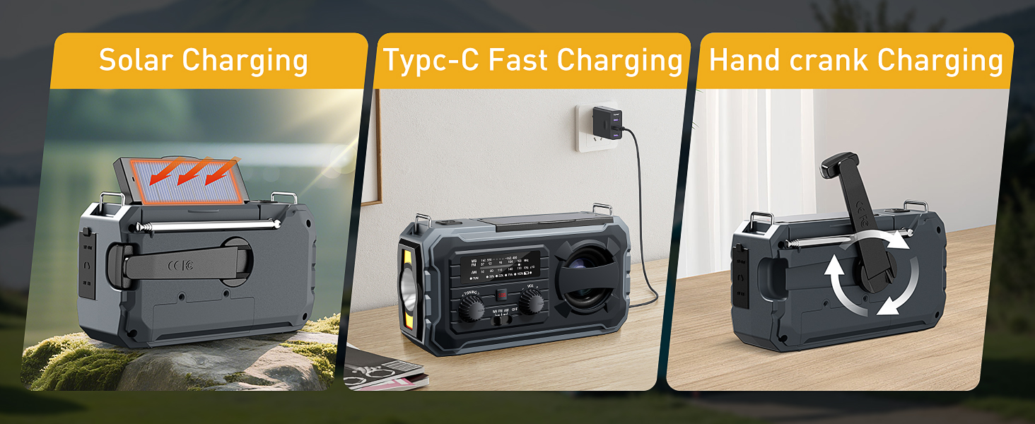 Hand Crank Emergency Radio, 10000mAh Weather Radio