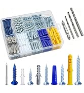 Wensilon (270 pcs) Assortment Plastic Drywall Wall Anchors Kit Screws | Concrete Screw kit Wall A...