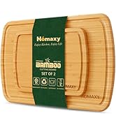 Homaxy Bamboo Cutting Boards for Kitchen Set of 2, Wood Cutting Board Set with Juice Groove, Wood...